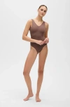 Elastique Athletics Adorn Bodysuit In Brown