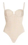 Elce Cindy Houndstooth Balconette One-piece Swimsuit In Neutral