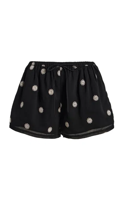 Elce Elle Embroidered Crepe Shorts In Multi