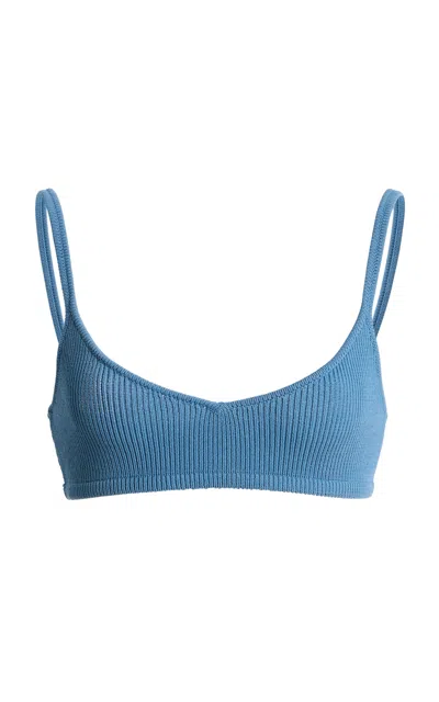 Elce Essential Ribbed Bralette In Blue