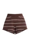 Elce Exclusive Manon Striped Knit Cotton Shorts In Brown