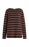 Elce Exclusive Manon Striped Knit Cotton Top In Brown