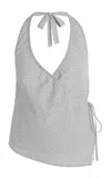Elce Exclusive Riviera Daphne Checked Cotton-blend Halter Top In White