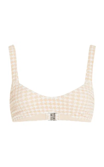 Elce Freya Scooped Houndstooth Bikini Top In Neutral