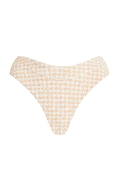 Elce Indie Houndstooth Bikini Bottom In Neutral