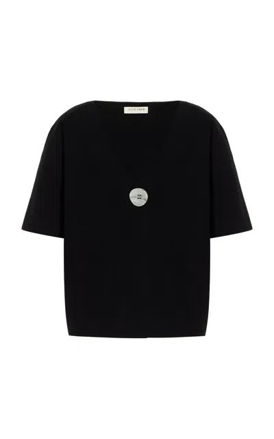 Elce Inka Button-detailed Tencel Top In Black