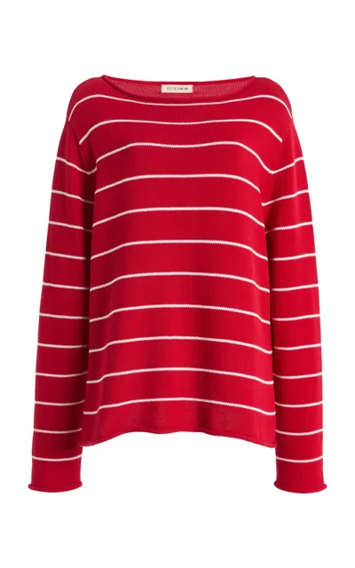 Elce Manon Striped Cotton Sweater In Red