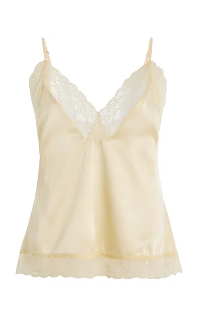 Elce Pietra Lace-trimmed Satin Cami Top In Yellow