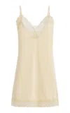 Elce Pietra Lace-trimmed Satin Mini Dress In Neutral