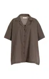 Elce Rae Oversized Cotton Shirt In Brown