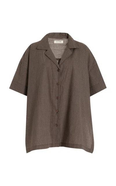 Elce Rae Oversized Cotton Shirt In Brown