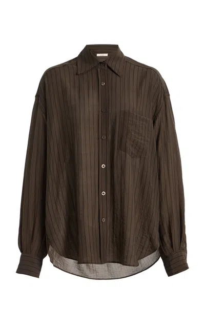 Elce Remi Oversized Striped Shirt In Brown