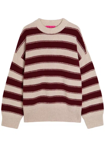 Elder Statesman Braided Striped Cashmere Jumper In Brown