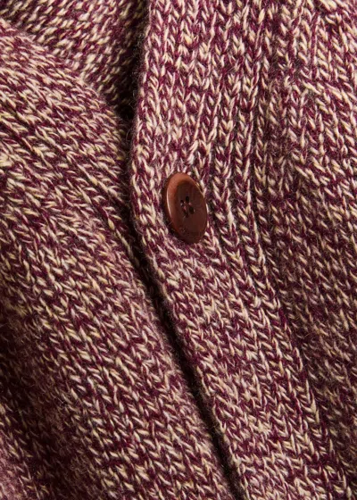 Elder Statesman Oak Marl Cashmere Cardigan In Burgundy