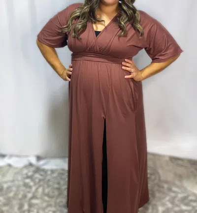 Eldridge Elegance In Fall Maxi Dress In Rust In Brown
