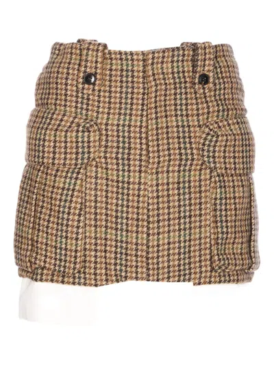 Ele Houndstooth-pattern Side-pocket Mini Skirt In Brown