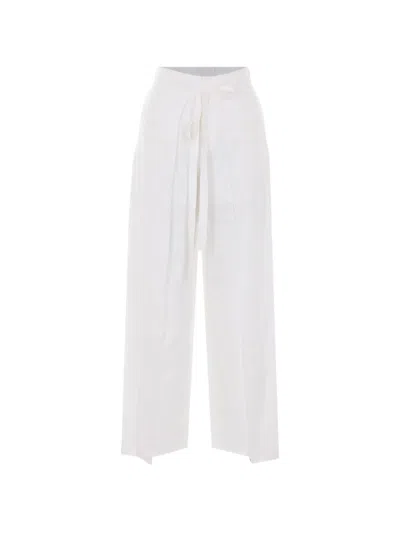 Ele Lace-tie Trousers In White