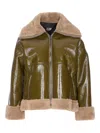 Ele Zip-up Glossy Jacket In Green