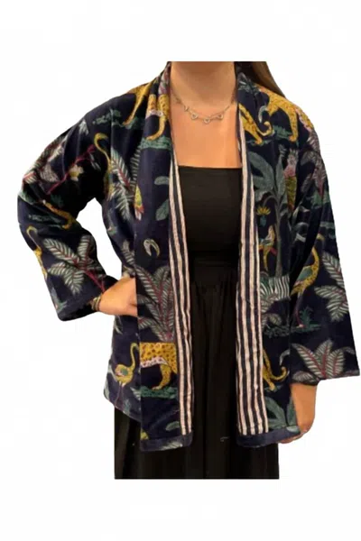Eleanor James Penny Velvet Lounge Jacket In Delilah Cheetah In Multi