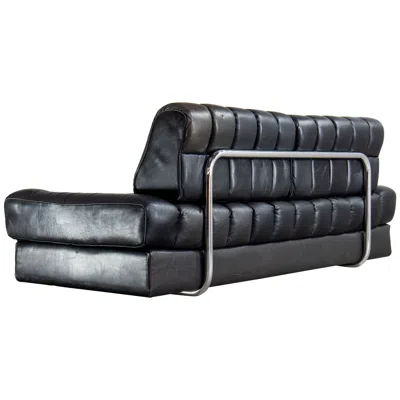 Pre-owned Eleanora Peduzzi-riva, Heinz Ulrich, And Ueli Berger De Sede Ds-85 Daybed & Sofa, Patinated Black Leather & Chrome, Switzerland 1970s
