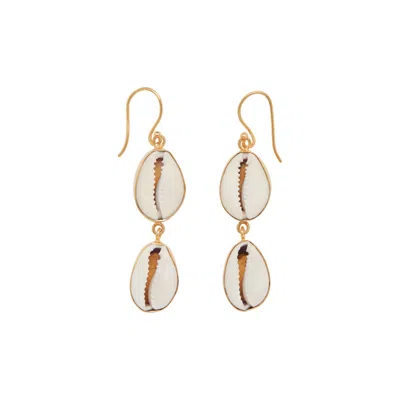 Electra Women's Ciprea Cowrie Shell Gold Earrings