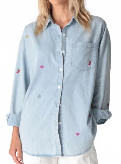 Electric & Rose Boyfriend Button Down Shirt In Denim In Blue