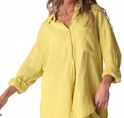 Electric & Rose Boyfriend Gauze Shirt In Chartreuse In Yellow