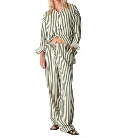 Electric & Rose Boyfriend Long Sleeve Shirt In Moss Stripe In Multi