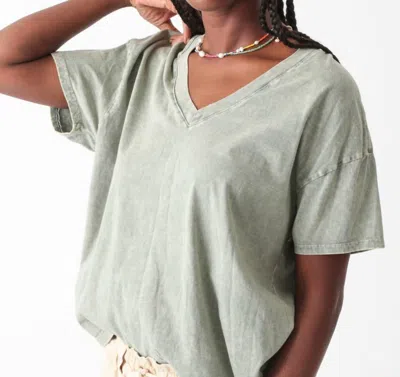 Electric & Rose Chase V-neck Tee In Acid Sage In Green