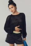 Electric & Rose Chloe Cotton Crew-neck Sweater In Black