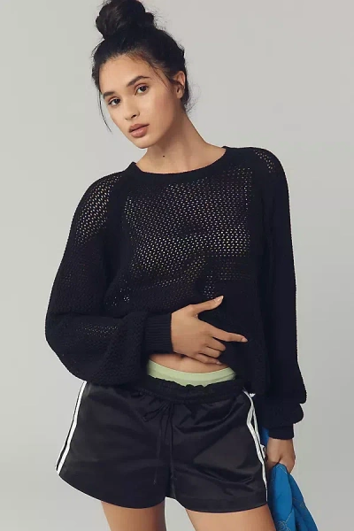 Electric & Rose Chloe Cotton Crew-neck Sweater In Black