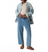 Electric & Rose Oversize Embroidered Denim Chore Jacket In Blue