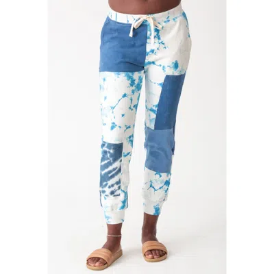 Electric & Rose Classic Patchwork Cotton Blend Joggers In Blue