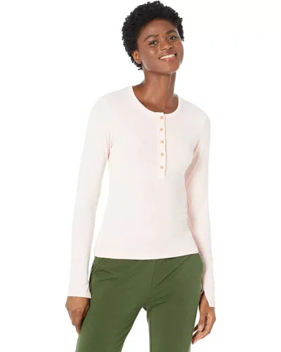 Electric & Rose Dylan Top Women's Blush Stretch Long Sleeve Henley Jdm1012 In Neutral