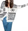 Electric & Rose Everyday Cardigan In Ivory / Cocoa Intarsia In White