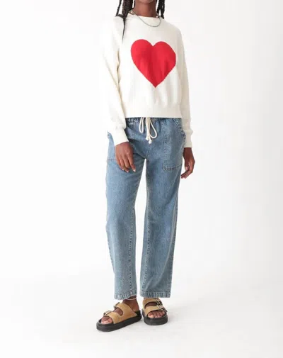 Electric & Rose Heart Sweater In White/red