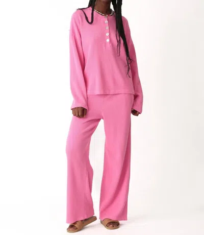 Electric & Rose Kate Henley Sweatshirt In Malibu Pink