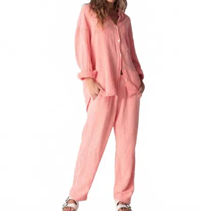 Electric & Rose Kickback Gauze Pants In Acid Salmon In Pink