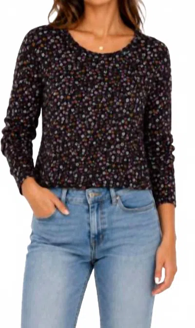 Electric & Rose Lana Ditsy Floral Long Sleeve Crew Tee In Onyx In Multi