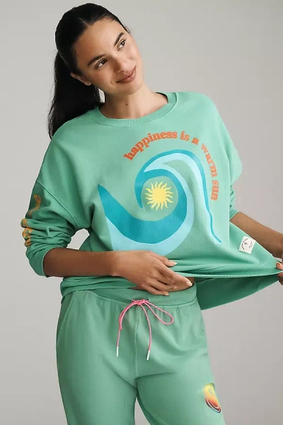 Electric & Rose Long-sleeve Pullover Sweatshirt In Green