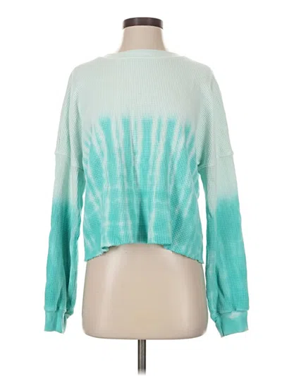 Pre-owned Electric & Rose Long Sleeve Top Teal Mock Neckline Tops