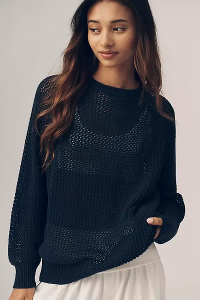 Electric & Rose Long-sleeve Cotton Pullover In Blue