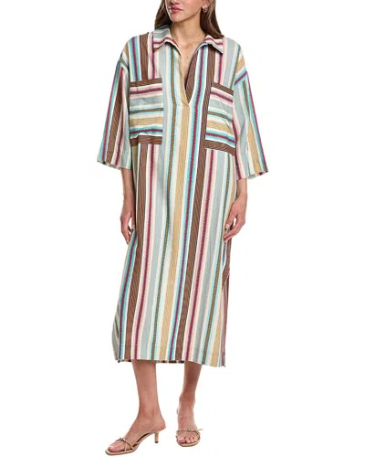 Electric & Rose Mary Stripe Kaftan In Multi