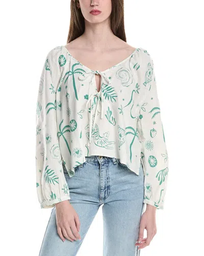 Electric & Rose Meridian Tie Linen-blend Top In White