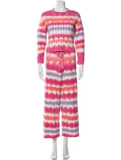 Pre-owned Electric & Rose Merino Wool Tie-dye Print Set In Pink