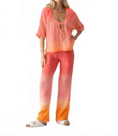Electric & Rose Mindy Top With Tie Detail In Tomato Ombre In Multi