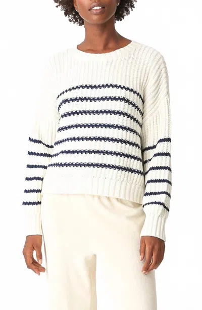 Electric & Rose Nautical Sweater In Navy/cream Stripe In Neutral