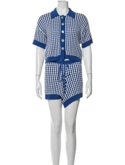 Pre-owned Electric & Rose Patterned Short Set In White