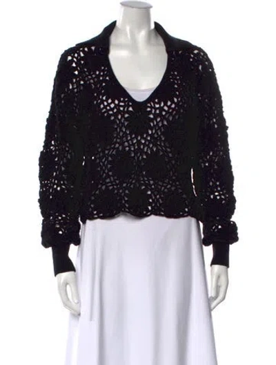 Pre-owned Electric & Rose Patterned V-neck Sweater In Black