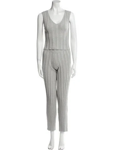 Pre-owned Electric & Rose Pleated Accents Pant Set In Gray